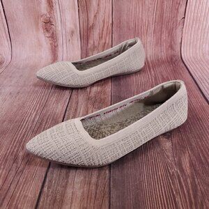 Skechers Cleo Point Toe Ballet Flats Womens Size 8.5 Knit Slip On Natural 158308